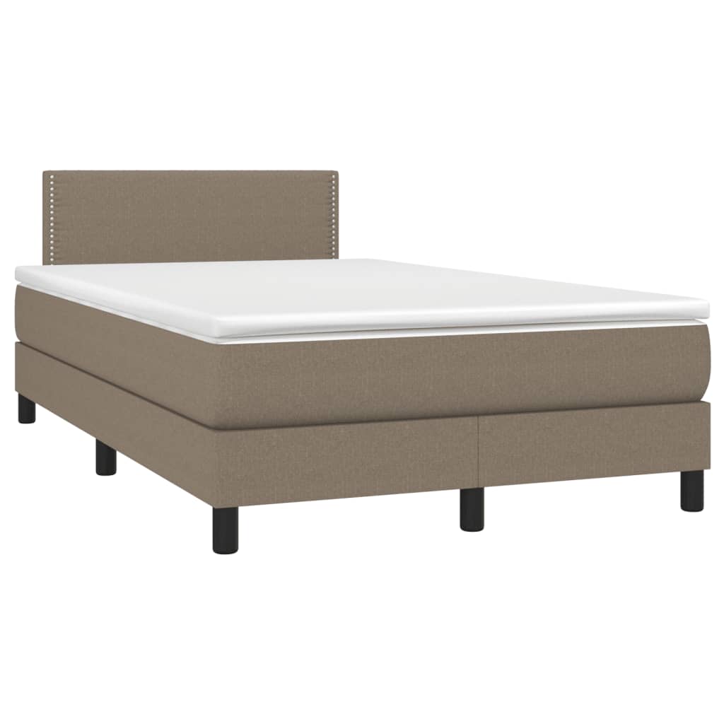 vidaXL Pat cu arcuri, saltea și LED, gri taupe, 120x190 cm, textil vidaXL Pat cu arcuri, saltea și LED, gri taupe, 120x190 cm, textil