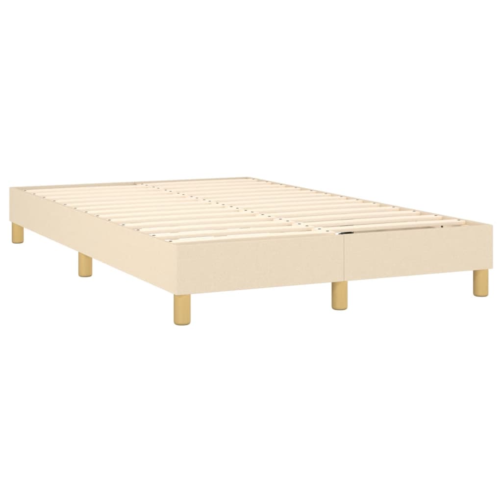 vidaXL Pat cu arcuri, saltea și LED, crem, 120x190 cm, textil