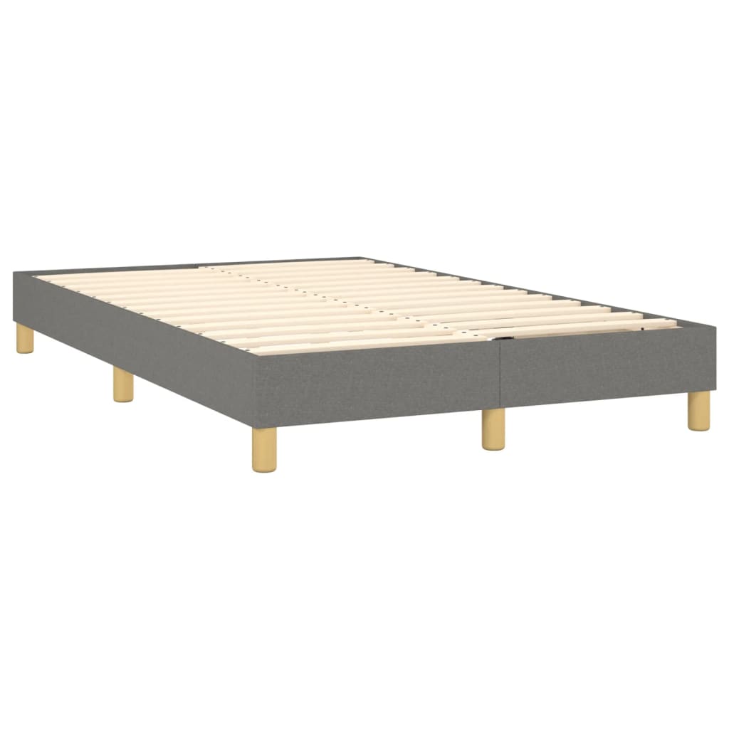 vidaXL Pat cu arcuri, saltea și LED, gri închis, 120x190 cm, textil
