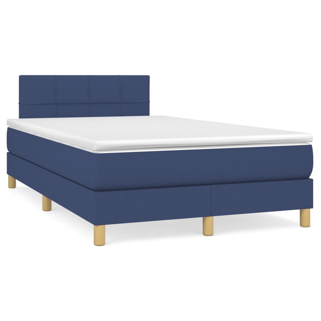 vidaXL Pat cu arcuri, saltea și LED, albastru, 120x190 cm, textil vidaXL Pat cu arcuri, saltea și LED, albastru, 120x190 cm, textil