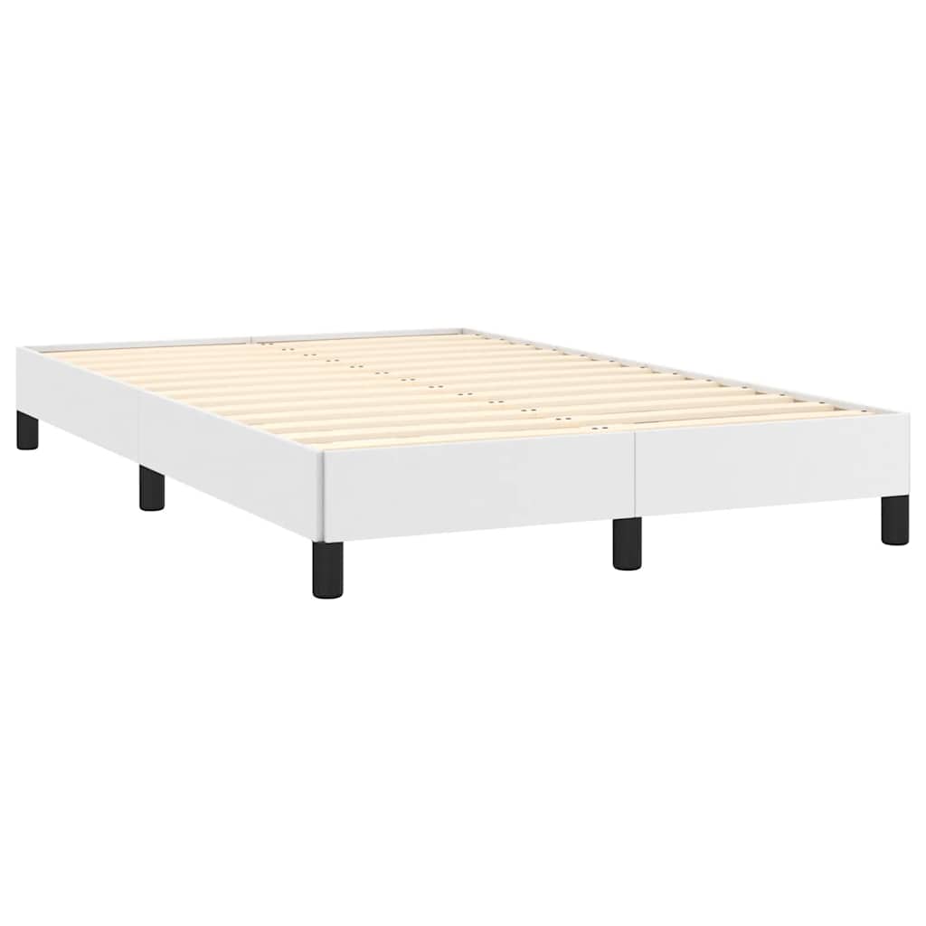 vidaXL Pat cu arcuri, cu saltea și LED, alb, 120x190 cm, piele eco vidaXL Pat cu arcuri, cu saltea și LED, alb, 120x190 cm, piele eco