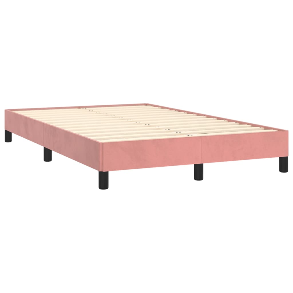 vidaXL Pat cu arcuri, cu saltea și LED, roz, 120x190 cm catifea