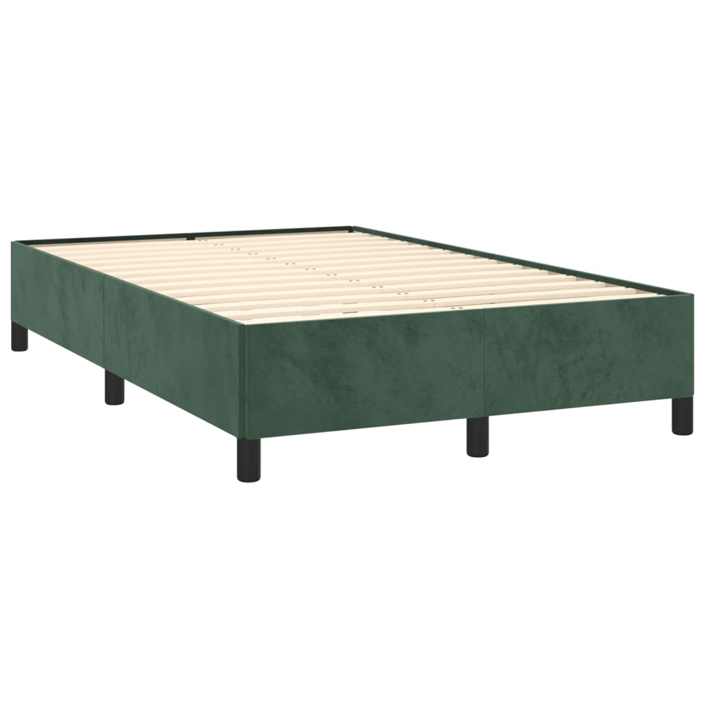 vidaXL Pat cu arcuri, saltea și LED, verde închis, 120x190 cm, catifea