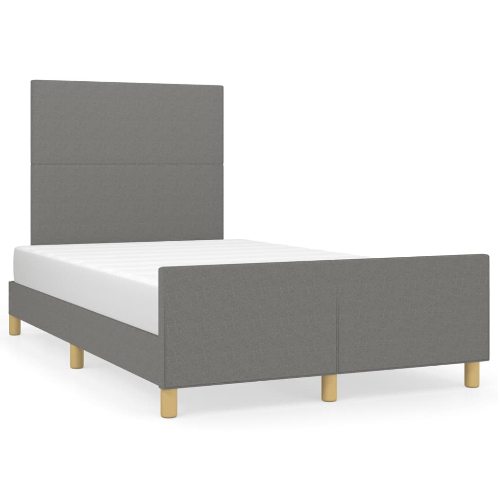 vidaXL Cadru de pat fără saltea gri închis 120x190 cm țesătură