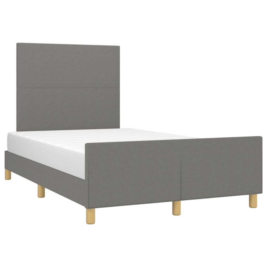 vidaXL Cadru de pat fără saltea gri închis 120x190 cm țesătură