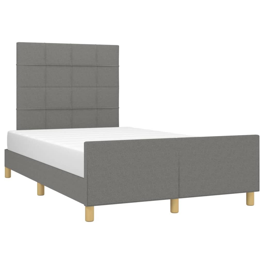 vidaXL Cadru de pat fără saltea gri închis 120x190 cm țesătură