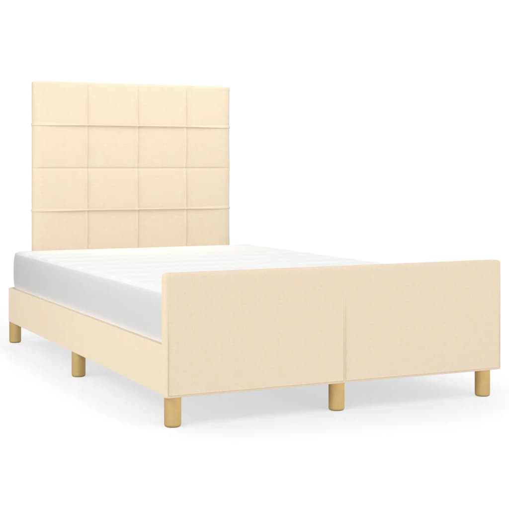 vidaXL Cadru de pat fără saltea cremă 120x190 cm țesătură vidaXL Cadru de pat fără saltea cremă 120x190 cm țesătură