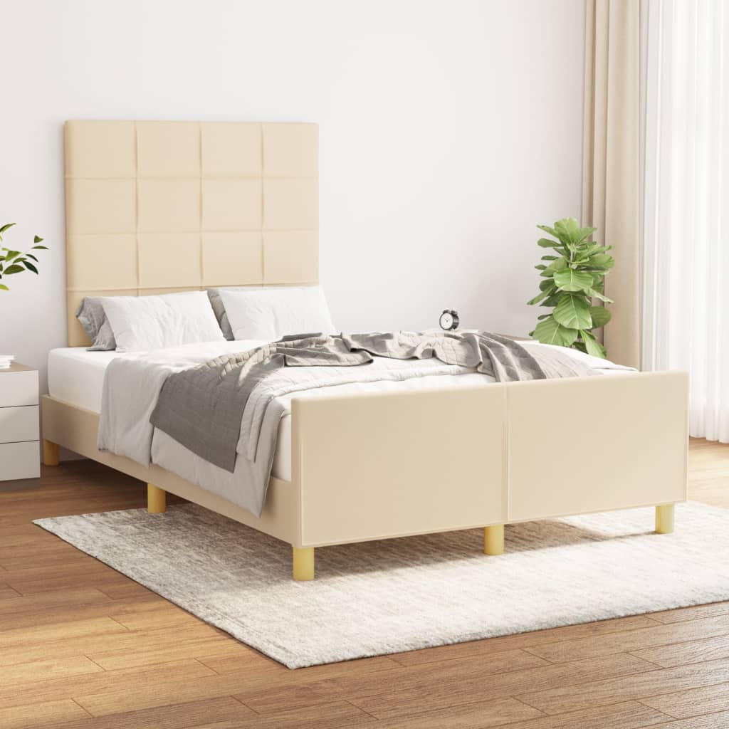 vidaXL Cadru de pat fără saltea cremă 120x190 cm țesătură vidaXL Cadru de pat fără saltea cremă 120x190 cm țesătură