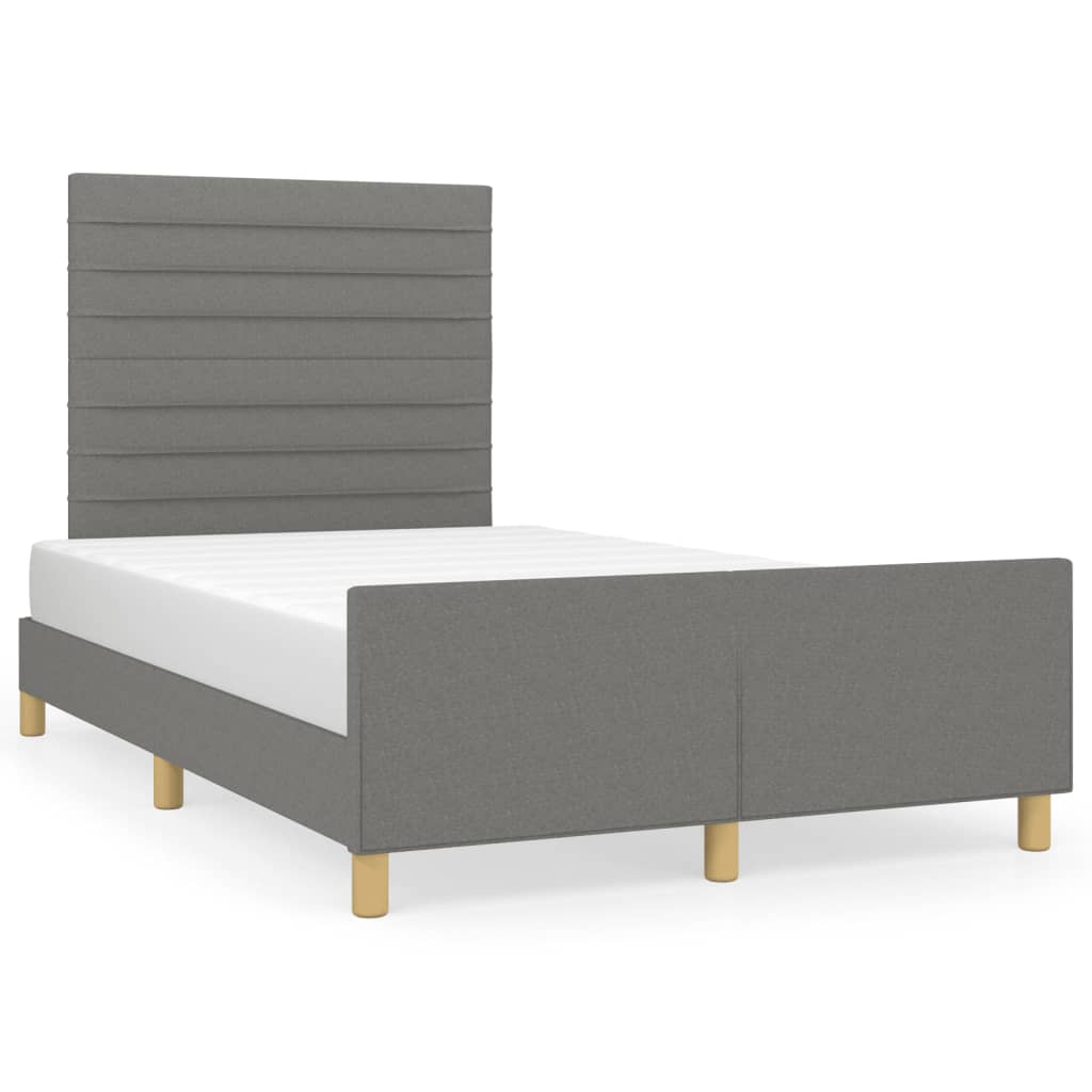 vidaXL Cadru de pat fără saltea gri închis 120x190 cm țesătură