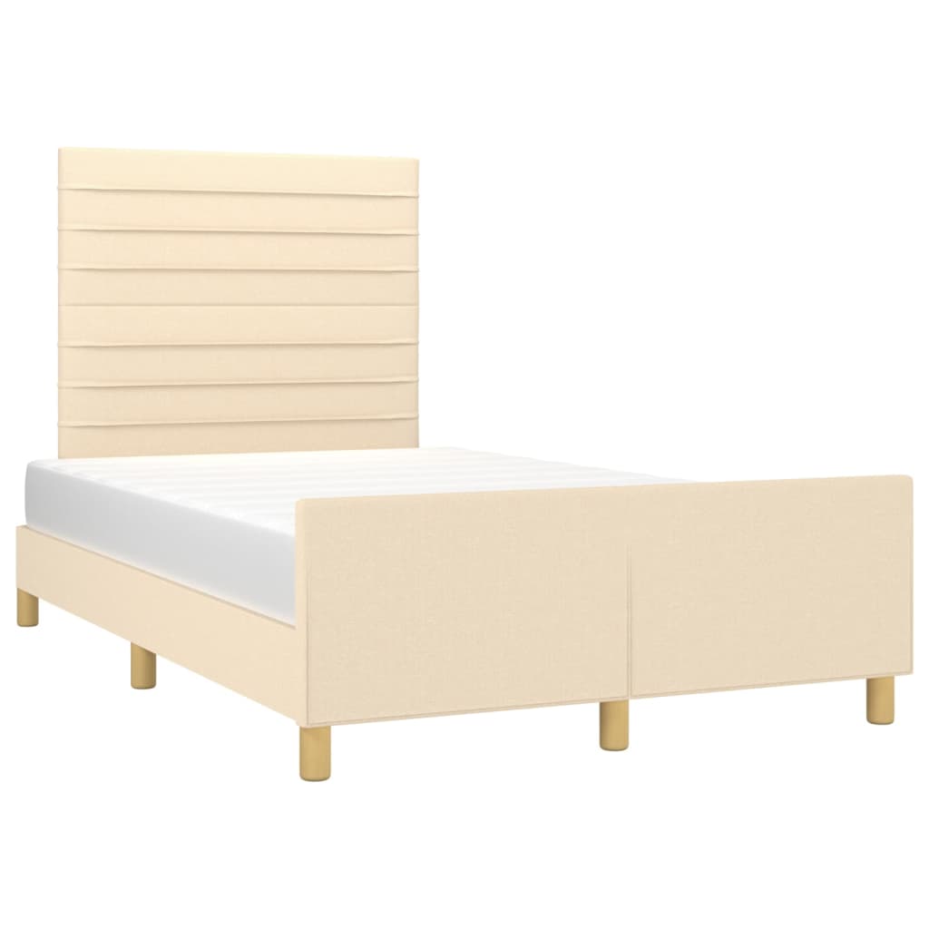 vidaXL Cadru de pat fără saltea cremă 120x190 cm țesătură