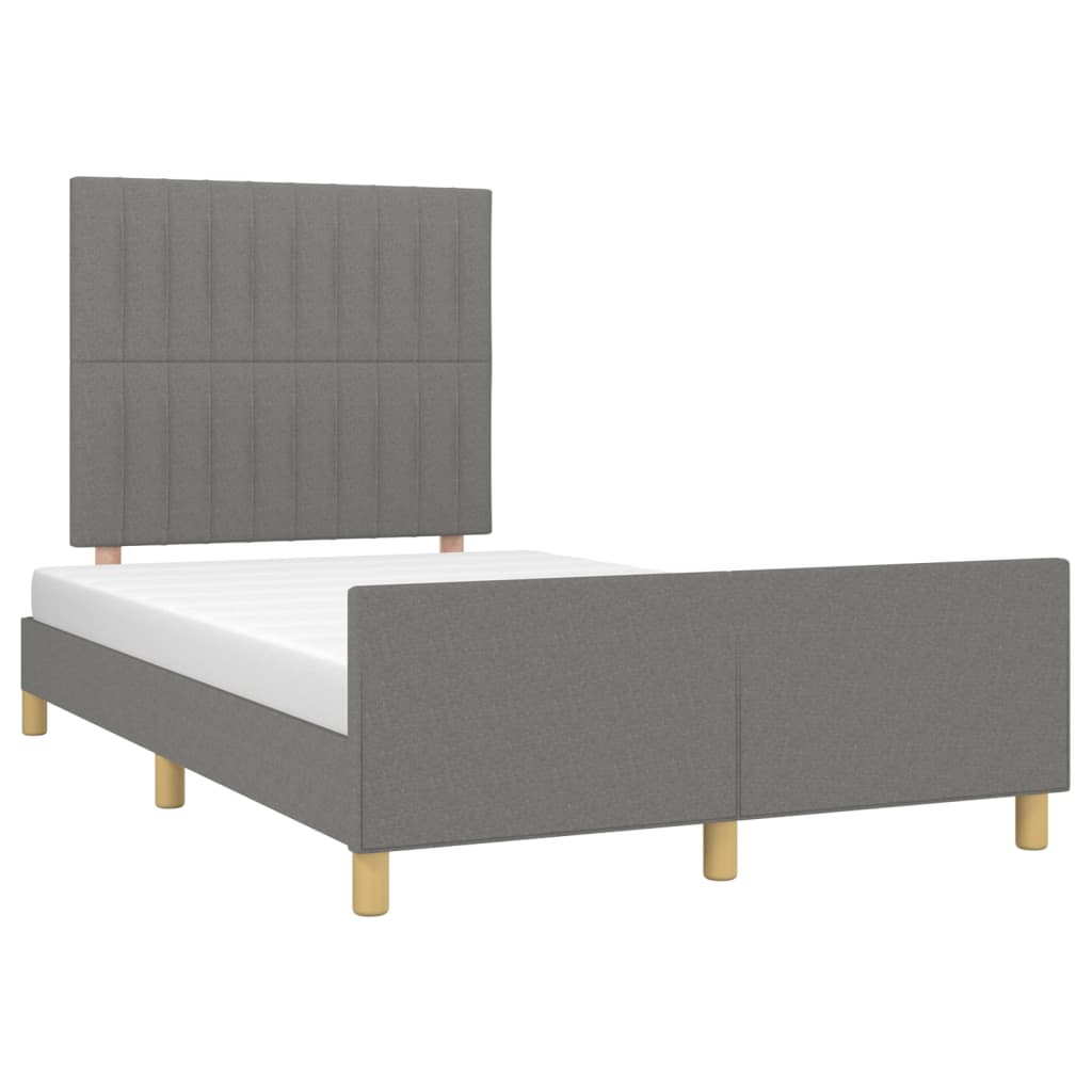 vidaXL Cadru de pat fără saltea gri închis 120x190 cm țesătură