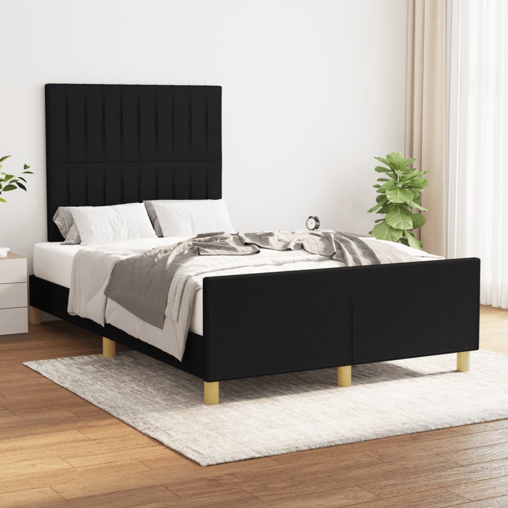 vidaXL Cadru de pat fără saltea Negru 120x190 cm țesătură vidaXL Cadru de pat fără saltea Negru 120x190 cm țesătură
