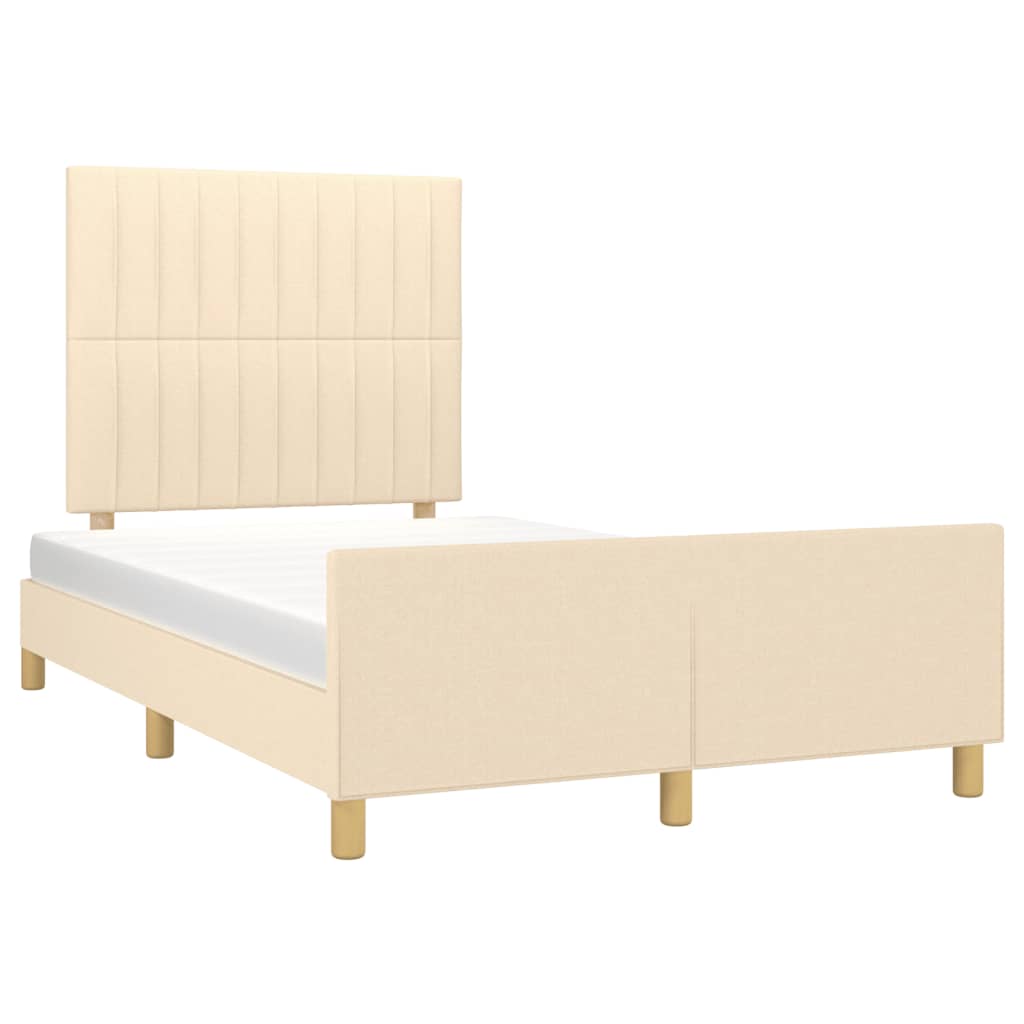 vidaXL Cadru de pat fără saltea cremă 120x190 cm țesătură