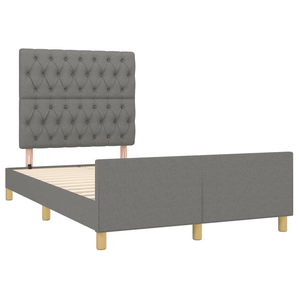 vidaXL Cadru de pat fără saltea gri închis 120x190 cm țesătură