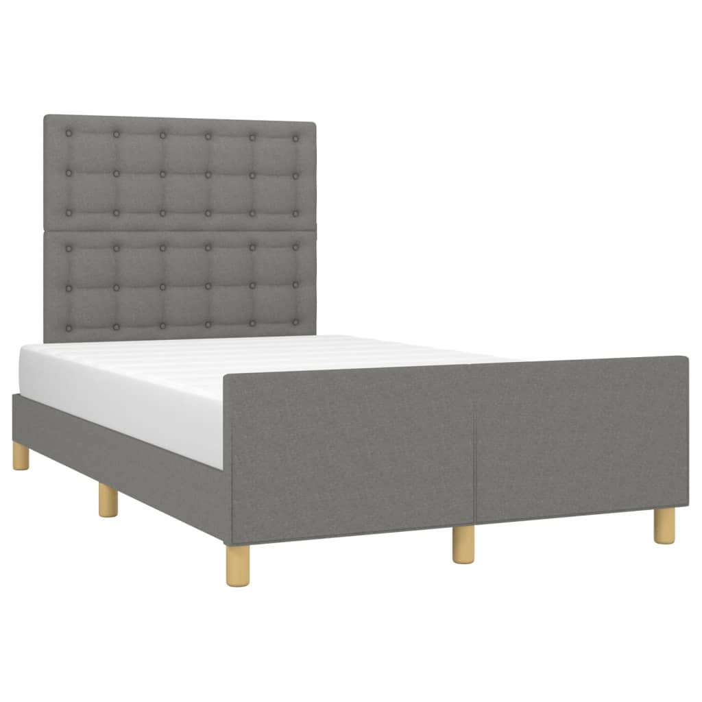 vidaXL Cadru de pat fără saltea gri închis 120x190 cm țesătură