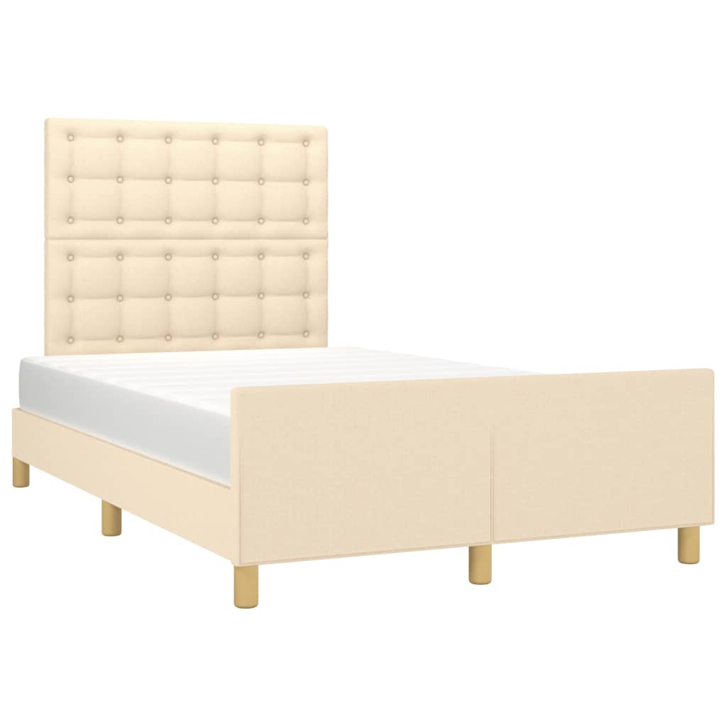 vidaXL Cadru de pat fără saltea cremă 120x190 cm țesătură