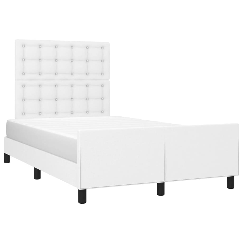 vidaXL Cadru de pat fără saltea alb 120x190 cm piele artificială