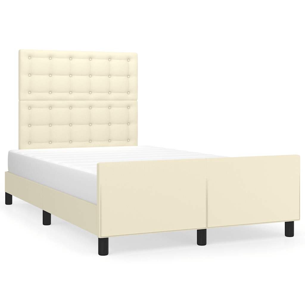 vidaXL Cadru de pat fără saltea cremă 120x190 cm piele artificială
