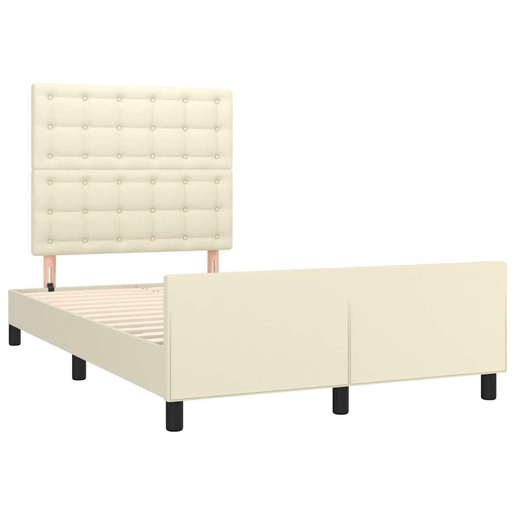 vidaXL Cadru de pat fără saltea cremă 120x190 cm piele artificială