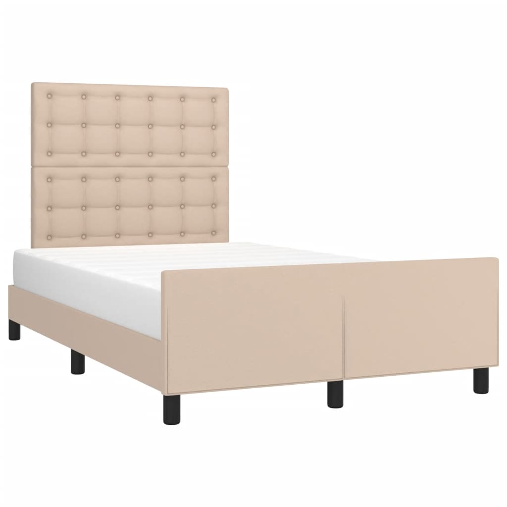 vidaXL Cadru de pat fără saltea cappuccino 120x190cm piele artificială vidaXL Cadru de pat fără saltea cappuccino 120x190cm piele artificială