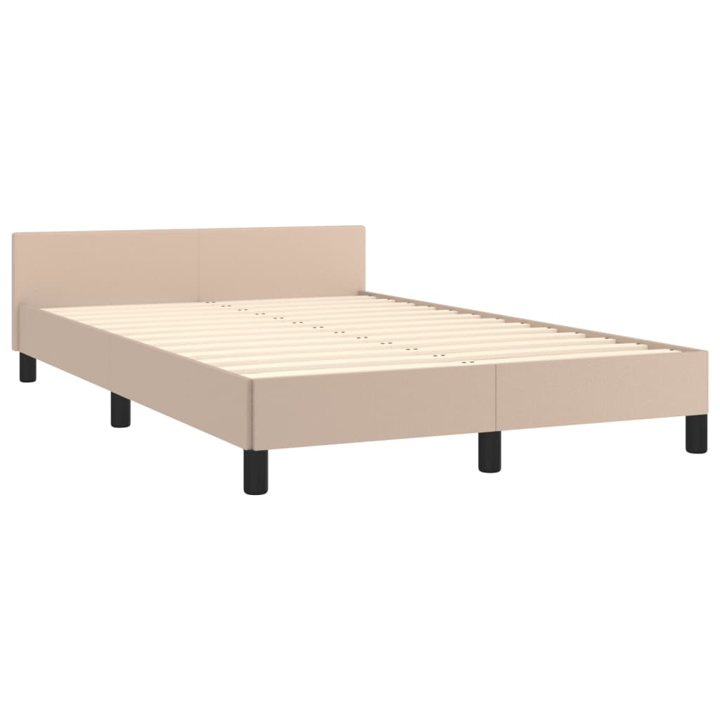 vidaXL Cadru de pat fără saltea cappuccino 120x190cm piele artificială vidaXL Cadru de pat fără saltea cappuccino 120x190cm piele artificială