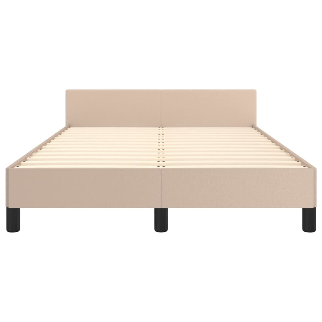 vidaXL Cadru de pat fără saltea cappuccino 120x190cm piele artificială vidaXL Cadru de pat fără saltea cappuccino 120x190cm piele artificială
