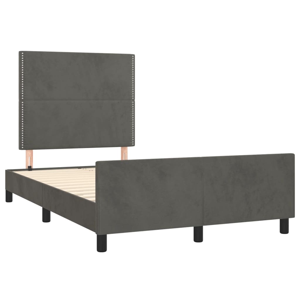 vidaXL Cadru de pat fără saltea Gri închis 120x190 cm catifea