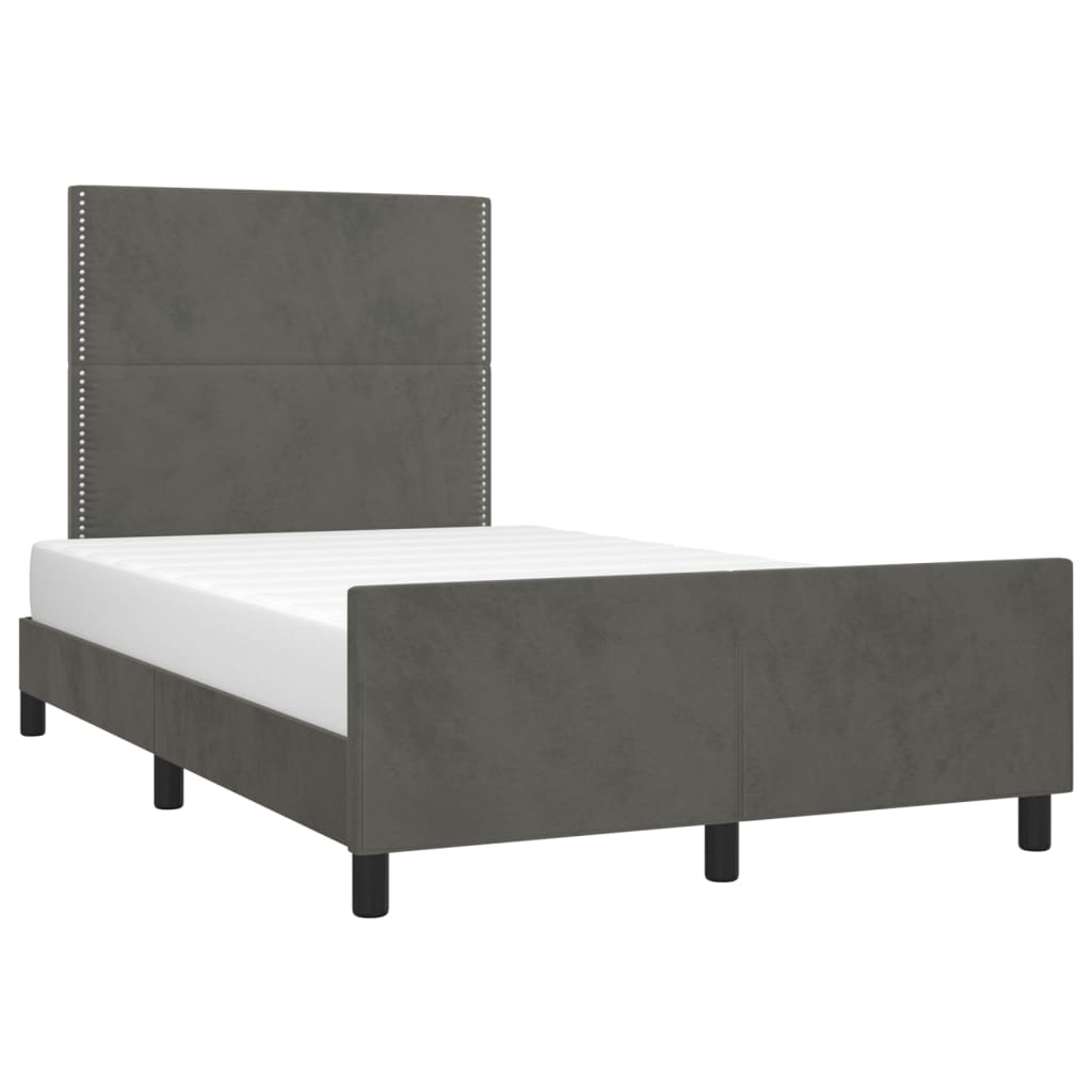 vidaXL Cadru de pat fără saltea Gri închis 120x190 cm catifea