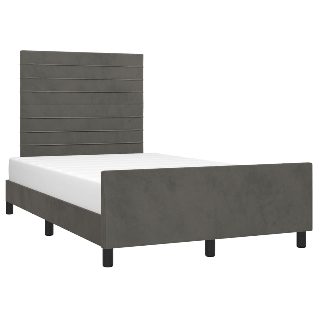 vidaXL Cadru de pat fără saltea Gri închis 120x190 cm catifea