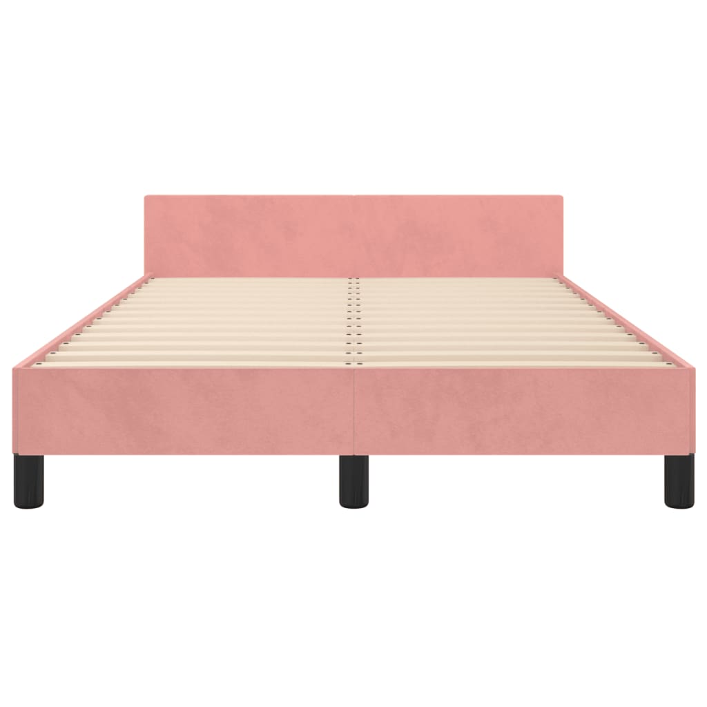 vidaXL Cadru de pat fără saltea roz 120x190 cm catifea vidaXL Cadru de pat fără saltea roz 120x190 cm catifea