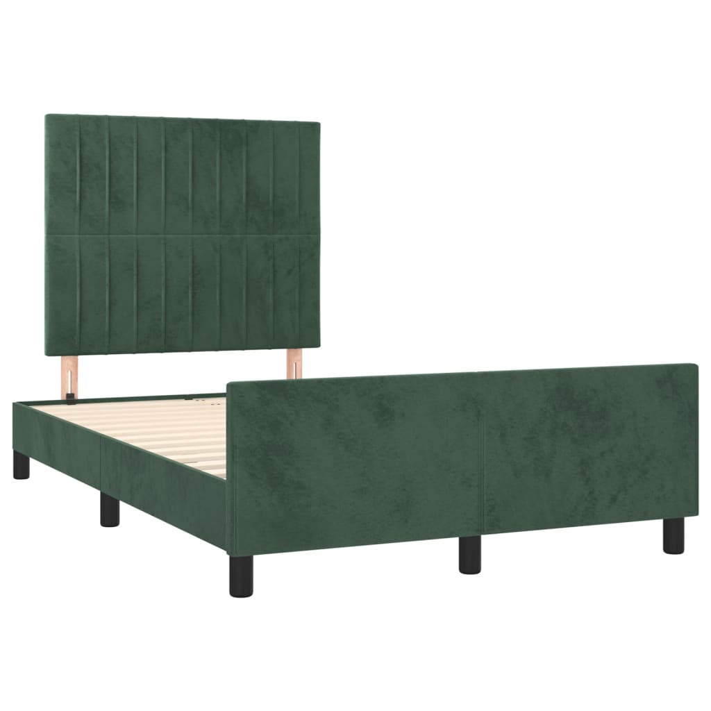 vidaXL Cadru de pat fără saltea verde închis 120x190 cm catifea