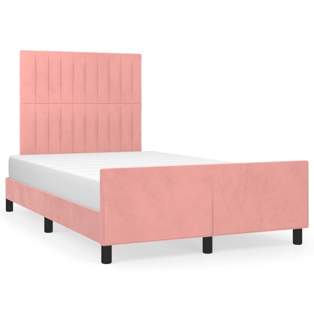 vidaXL Cadru de pat fără saltea roz 120x190 cm catifea vidaXL Cadru de pat fără saltea roz 120x190 cm catifea