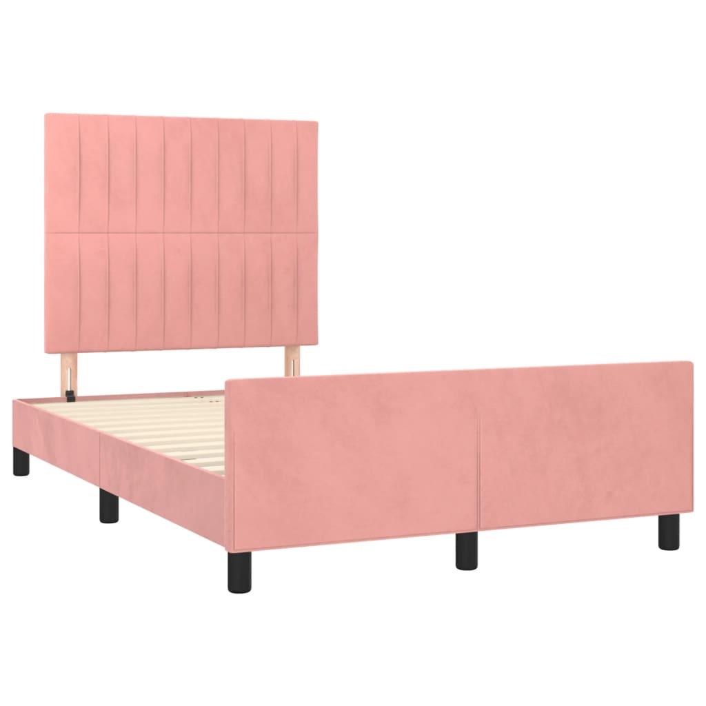 vidaXL Cadru de pat fără saltea roz 120x190 cm catifea vidaXL Cadru de pat fără saltea roz 120x190 cm catifea