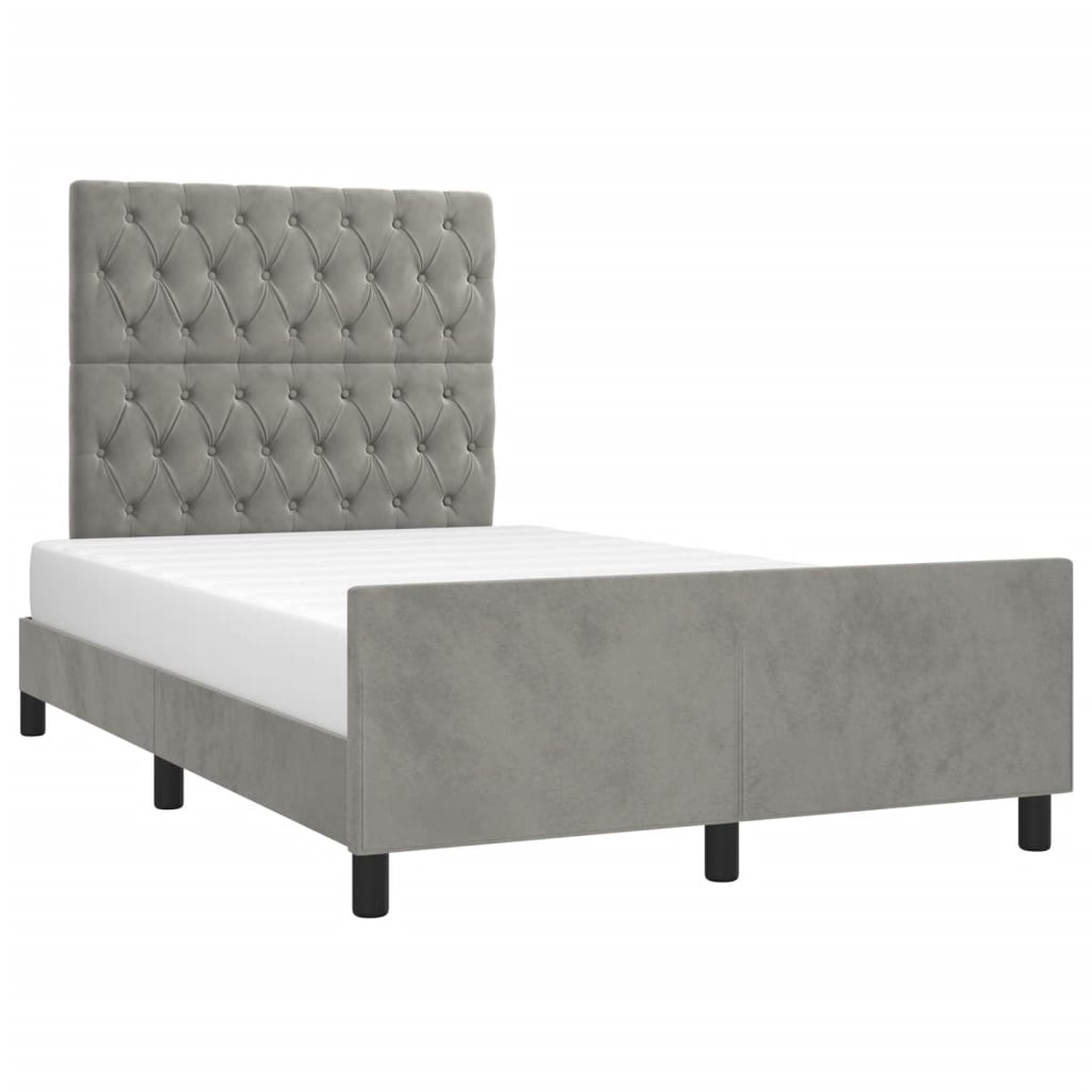 vidaXL Cadru de de pat fără saltea Gri deschis 120x190 cm catifea