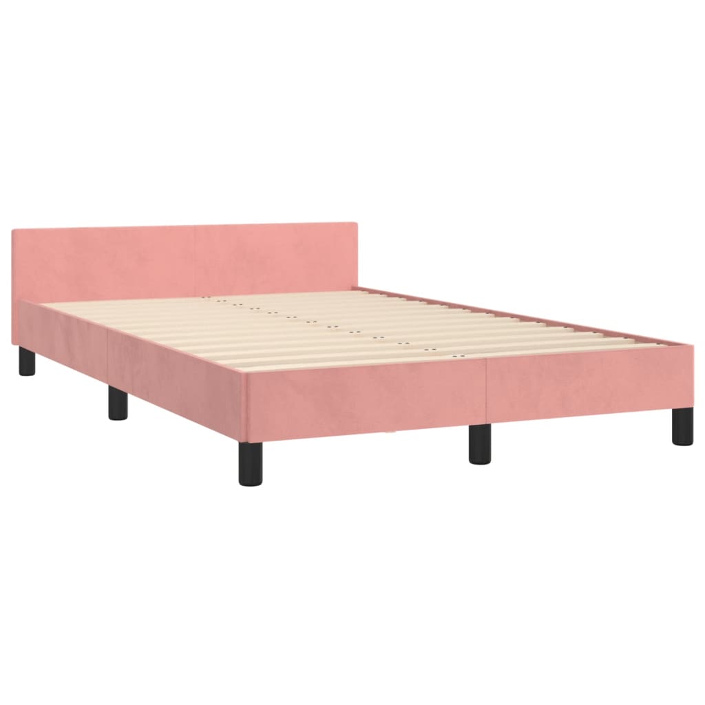 vidaXL Cadru de pat fără saltea roz 120x190 cm catifea