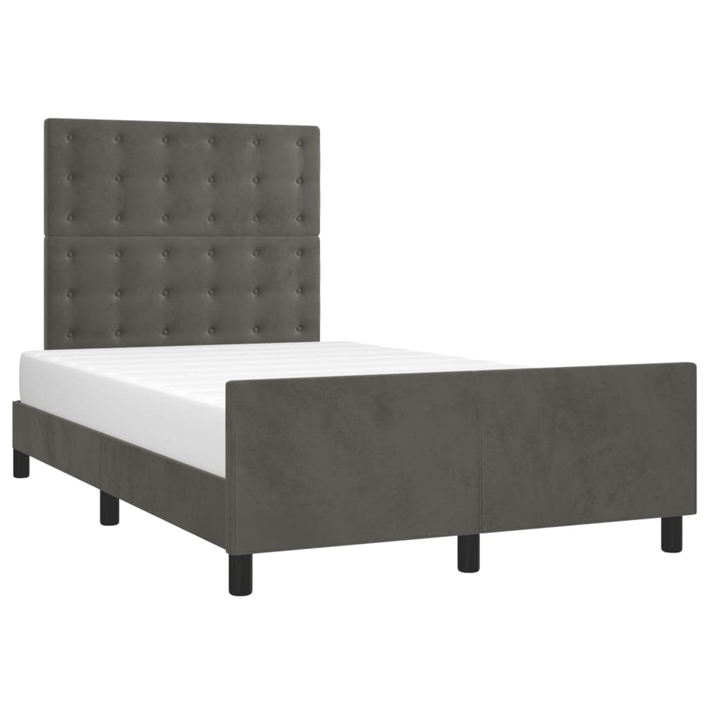 vidaXL Cadru de pat fără saltea Gri închis 120x190 cm catifea