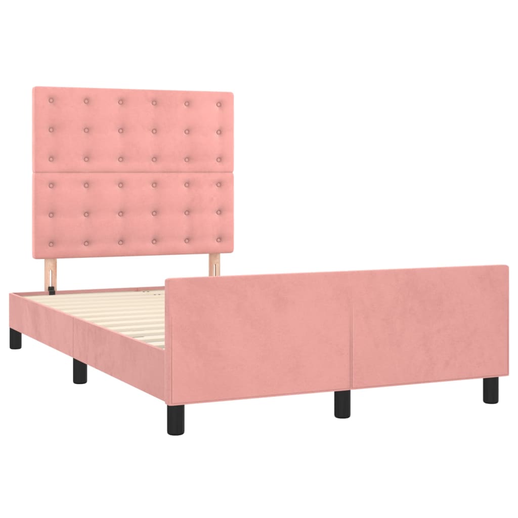vidaXL Cadru de pat fără saltea roz 120x190 cm catifea vidaXL Cadru de pat fără saltea roz 120x190 cm catifea