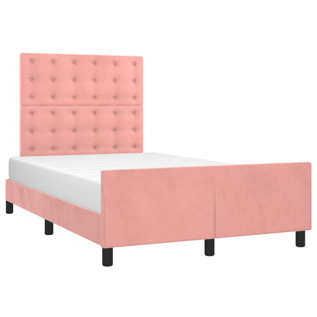 vidaXL Cadru de pat fără saltea roz 120x190 cm catifea vidaXL Cadru de pat fără saltea roz 120x190 cm catifea