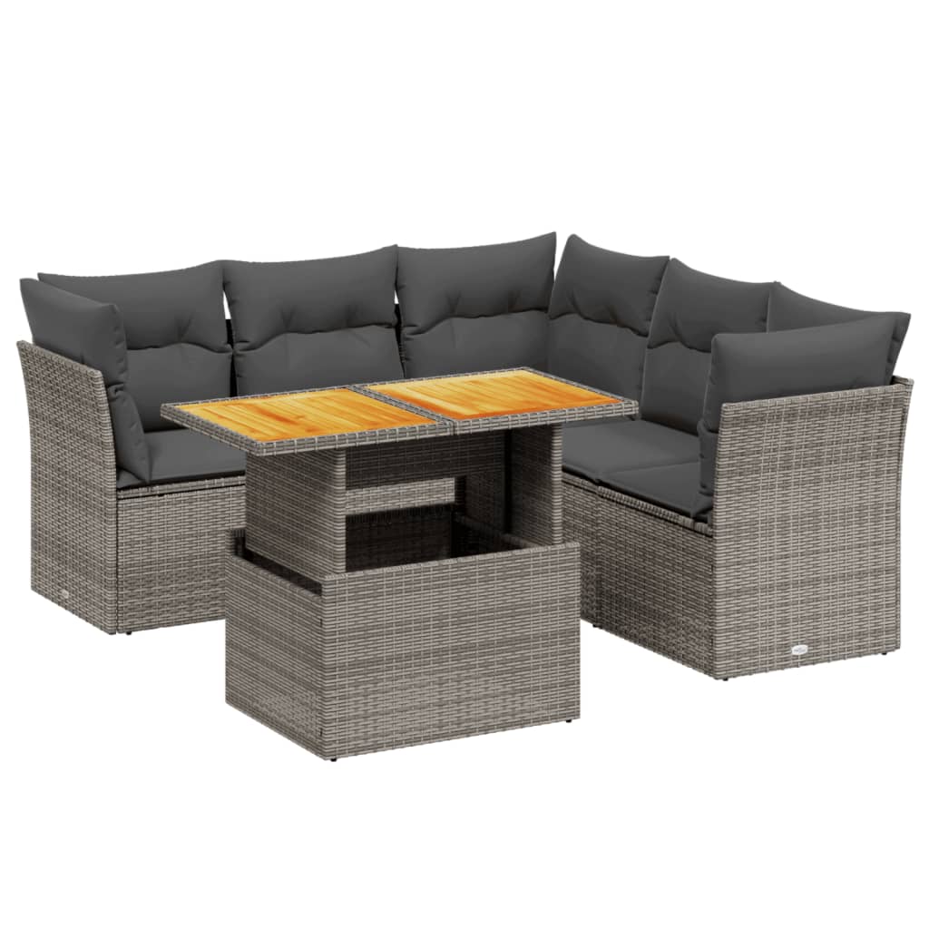 vidaXL Set canapea de grădină cu perne, 5 piese, gri, poliratan vidaXL Set canapea de grădină cu perne, 5 piese, gri, poliratan