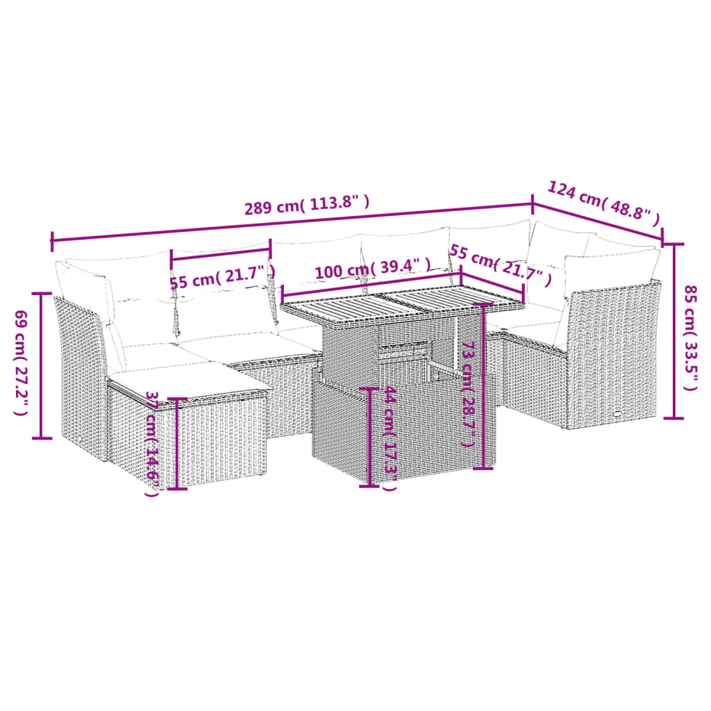 vidaXL Set mobilier de grădină cu perne, 8 piese, negru, poliratan vidaXL Set mobilier de grădină cu perne, 8 piese, negru, poliratan