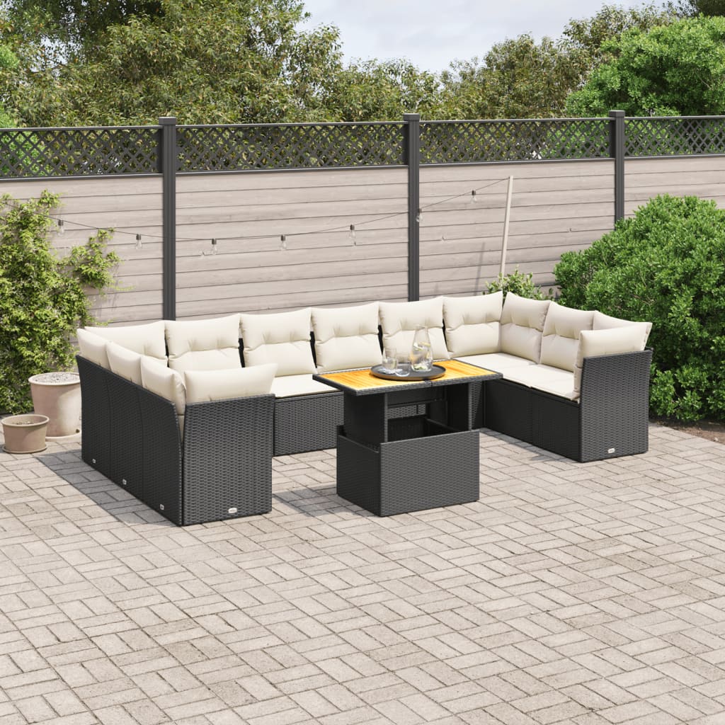 vidaXL Set canapele de grădină cu perne, 11 piese, negru, poliratan vidaXL Set canapele de grădină cu perne, 11 piese, negru, poliratan