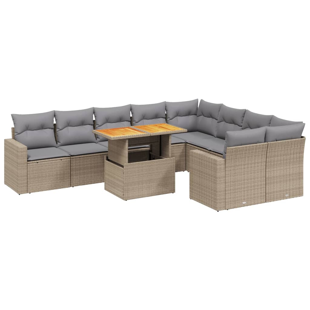 vidaXL Set canapele de grădină cu perne, 10 piese, bej, poliratan