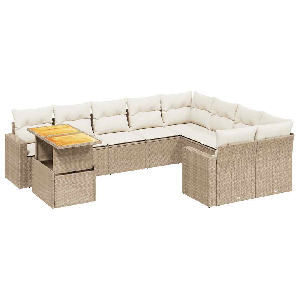 vidaXL Set canapele de grădină cu perne, 10 piese, bej, poliratan