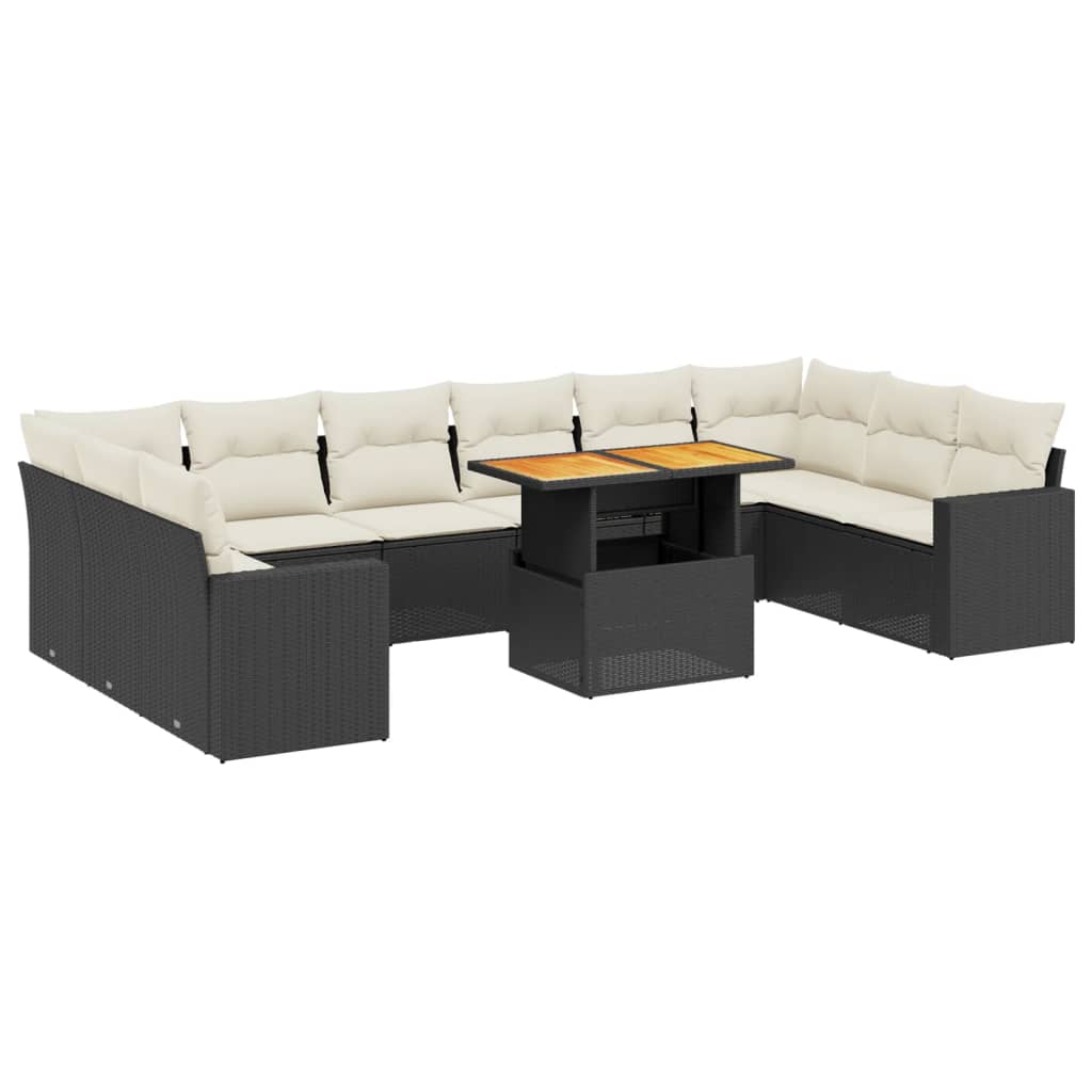 vidaXL Set canapele de grădină cu perne, 11 piese, negru, poliratan vidaXL Set canapele de grădină cu perne, 11 piese, negru, poliratan
