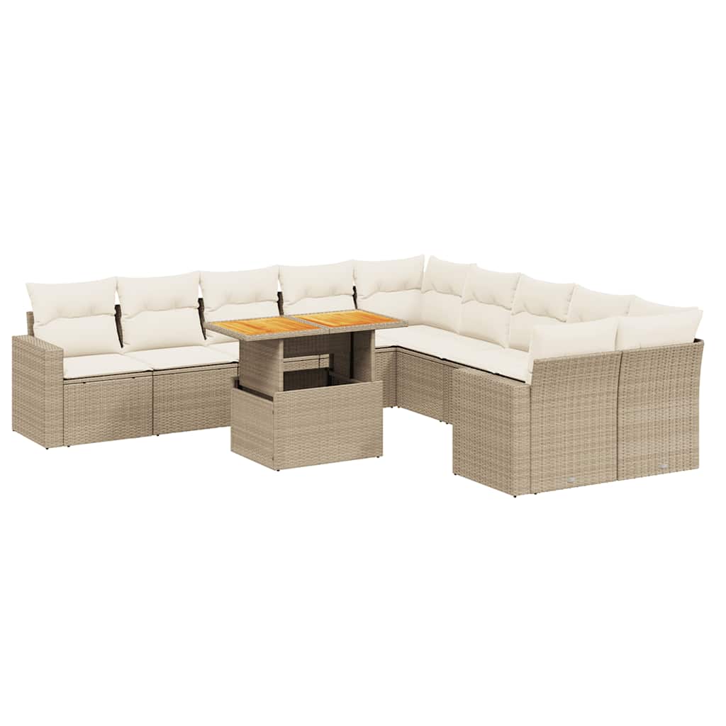 vidaXL Set canapele de grădină cu perne, 11 piese, bej, poliratan