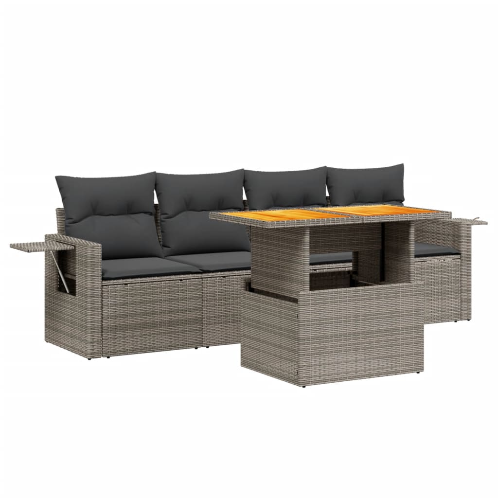 vidaXL Set canapele de grădină cu perne, 5 piese, bej, poliratan vidaXL Set canapele de grădină cu perne, 5 piese, bej, poliratan