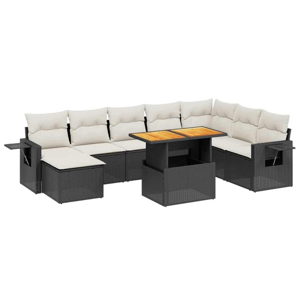 vidaXL Set mobilier de grădină cu perne, 9 piese, negru, poliratan vidaXL Set mobilier de grădină cu perne, 9 piese, negru, poliratan