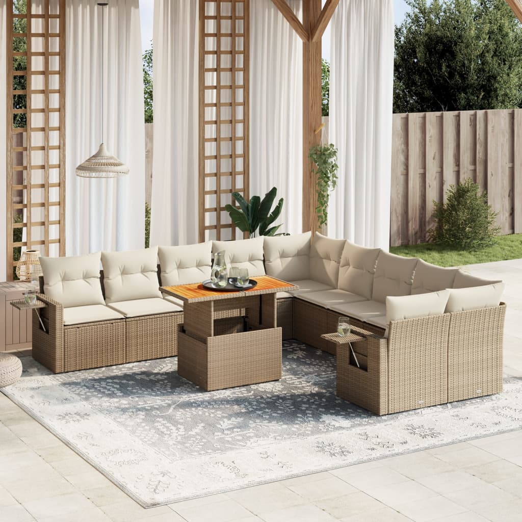 vidaXL Set canapele de grădină cu perne, 11 piese, bej, poliratan vidaXL Set canapele de grădină cu perne, 11 piese, bej, poliratan