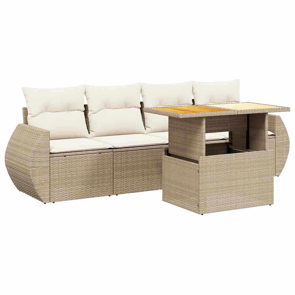 vidaXL Set canapele de grădină cu perne, 5 piese, bej, poliratan vidaXL Set canapele de grădină cu perne, 5 piese, bej, poliratan