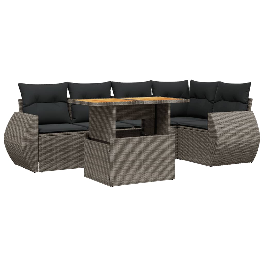 vidaXL Set mobilier grădină cu perne, 6 piese, gri, poliratan
